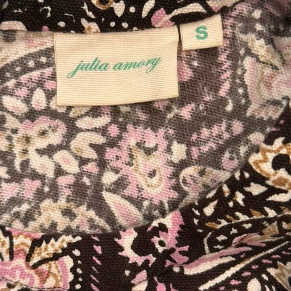 Julia Amory Baby Jane Printed Canvas Black Pink Paisley Sleeveless Mini Dress S - Picture 6 of 10